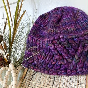 Hand Knit Merino Wool Beanie, Super Chunky Winter Hat
