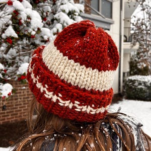 Hand Knit Chunky Beanie - Thick Acrylic Wool Blend - Customizable