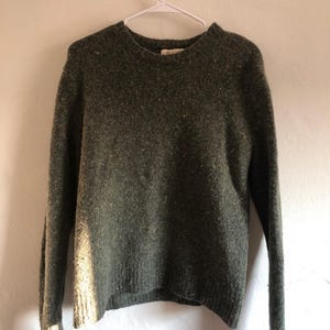 Merino Wool Blend Sweater: Soft Green Knit, Size Large