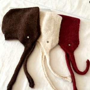 Handmade Wool Knit Beanie | Chunky Ear Flap Bonnet with Ties