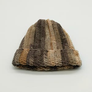 Handmade Brown Knit Beanie: Unisex Wool Winter Hat